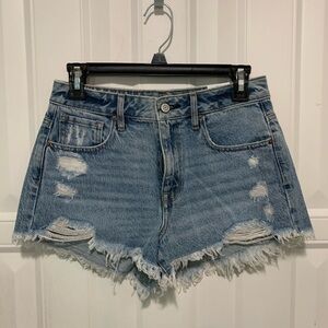 NWT PacSun Blue Distressed Jean Shorts with Frayed Hem